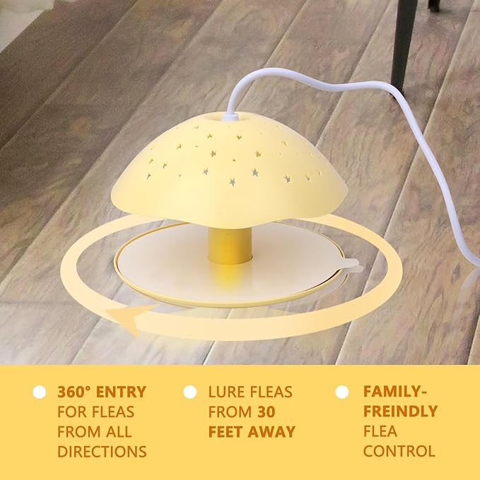 2 Packs Flea Traps for Inside Your Home, with 12 Sticky Discs & 4 LED Bulbs & 2 Electric Wires, Friendly to Pets & Children, Indoor Bed Bug Flea Light Trap Pest Control