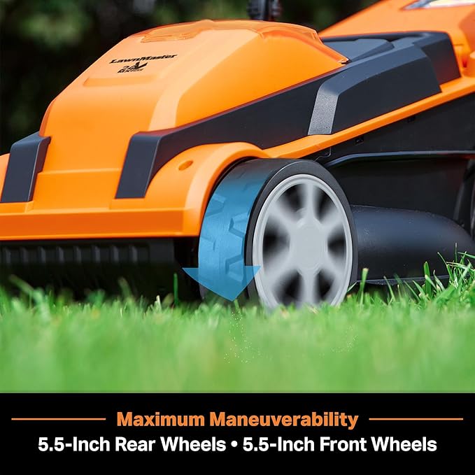 LawnMaster 24VMWBL 24V Max 13-inch Cordless Lawn Mower and Cordless Leaf Blower Combo with 2x4.0Ah Batteries and Charger
