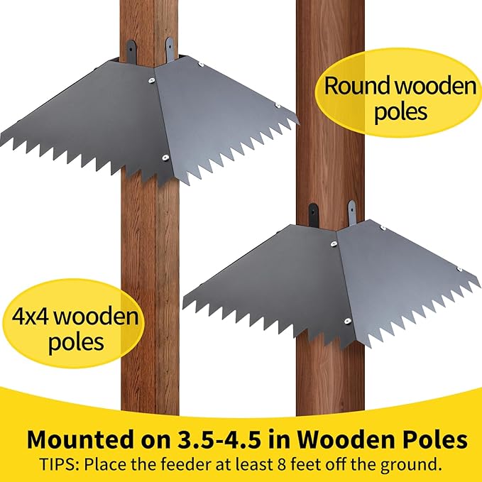 Metal Squirrel Baffle for 4x4Post, 17 Inch Squirrel Guard Stopper for Outdoor Bird Feeder Poles, Sciuridae Proof Baffles Keep Squirrels and Raccoons Out of Bird Houses (1 Pcs)