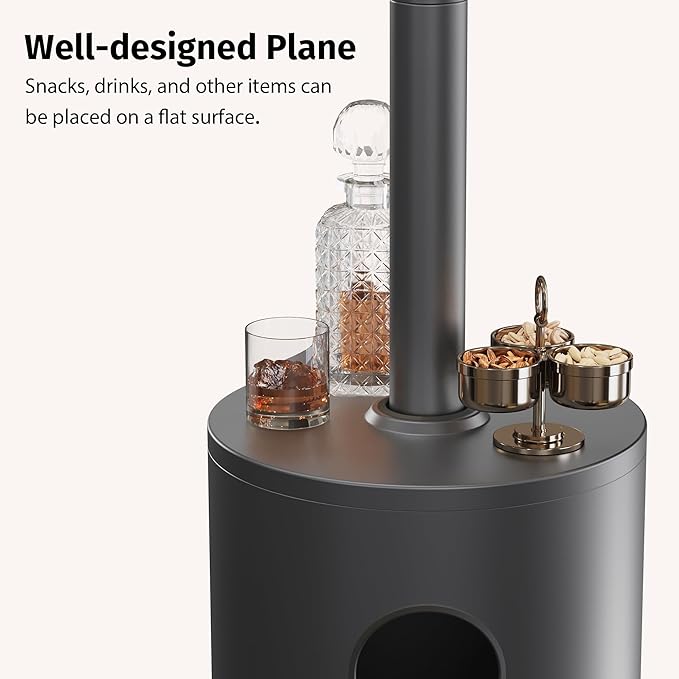 EAST OAK 55,000 BTU Propane Patio Heater with Round Table & Stainless Steel Burner, Outdoor Heater with Wheels, Ideal For Large Patios, Gardens, Outdoor Events, Commercial Use, Gray