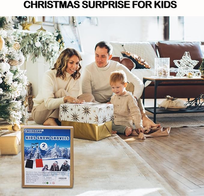 2pcs Kids Snow Shovels, Heavy Duty Adjustable Snow Shovel, 27" & 34” Length