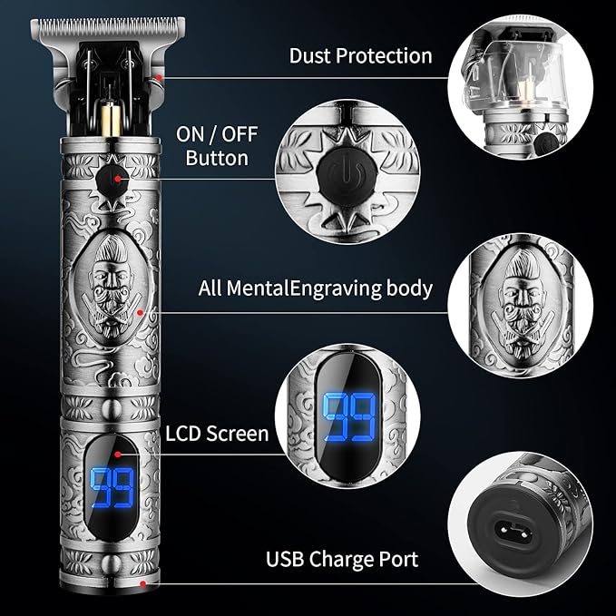 Suttik Hair Clippers for Men with Replacement Blade, Professional Hair Trimmer for Barber, T-Blade Edgers Clippers, Close-Cutting Trimmers, Cordless Clippers for Hair Cutting