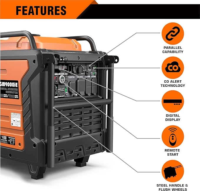 GENMAX Generator,EPA Compliant, Eco-Mode Feature, Ultra Lightweight for Backup Home Use & Camping