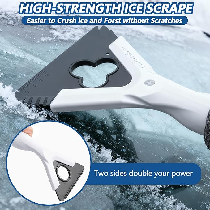 Car Snow Brush and Ice Scraper, 3-in-1 Extendable Snow Shovel with Wide Head Snow Shovel and Ice Scraper 180° Pivoting Snow Brush Head for Car Windshield, Durable Snow Remover with Foam Grip