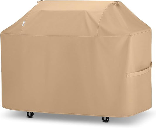 Unicook 70 Inch Grill Cover for Outdoor Grill, Heavy Duty Large BBQ Cover with Handles and Straps, Compatible with Weber Charbroil Nexgrill Kenmore Grills etc, All Weather Protection, Light Brown