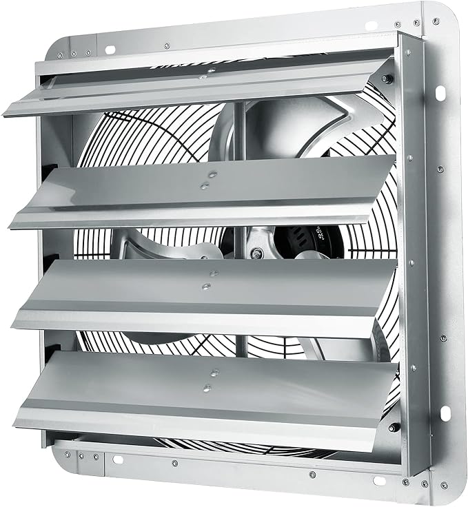 VEVOR Shutter Exhaust Fan, 16'' with High Speed, AC-motor, 2000 CFM, Wall Mount Attic Fan, Ventilation and Cooling for Greenhouses, Garages, Sheds, FCC