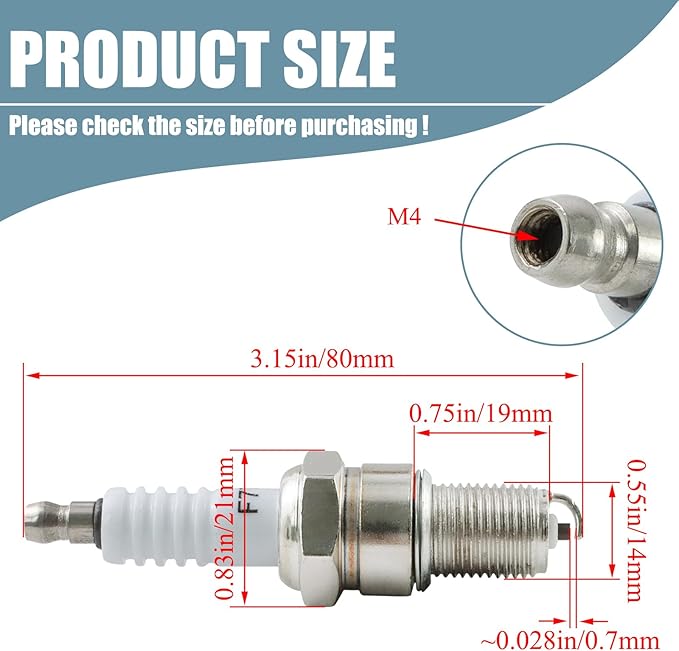3Pcs F7TC Spark Plug Compatible with Honda GX120 GX160 GX200 GX240 GX270 GX340 GX390 4-Stroke Engine Generator Mower Water Pump Tiller Mini Bike Go Kart Sparkplugs