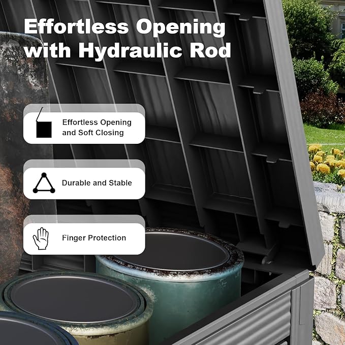 45 Gallon Resin Deck Box, Lockable Outdoor Storage Box for Patio Cushions Storage Furniture,Garden Tools, Pool Supplies, Weatherproof and UV Resistant(Black)