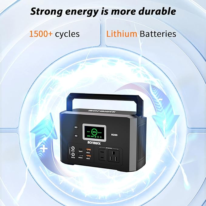 200W Portable Power Station (400W Peak), mormluck 118Wh Solar Generators with 110V/200W AC Outlet(NO SOLAR PANEL), 32000mAh Lithium Battery for Home Backup, Outdoor Adventures, and RV Emergencies