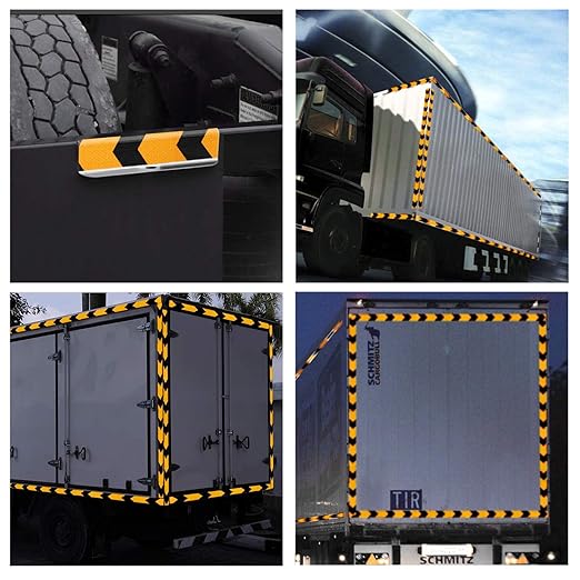 2 Inch X 100 Feet Black Yellow Arrow Reflective Hazard Safety Warning Caution Tape, Reflector Industrial Marking Tape for Trailers Vehicles Stairs Steps Floor Boats Outdoor Waterproof