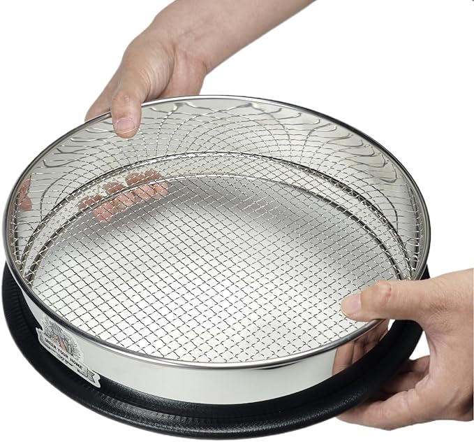 Upgraded Thickened Soil Sifter, 1/4'' Stainsteel Steel Rock Dirt Sifter for 5 Gallon Bucket, Soil Sifter Sieve for Gardening