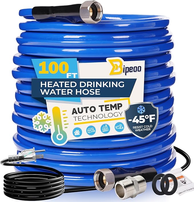 100FT Heated Water Hose for Rv,Heated Drinking Water Hose Antifreeze to -45°F,Great Rv Accessories for Campers,Livestock,Agriculture,Lead and BPA Free