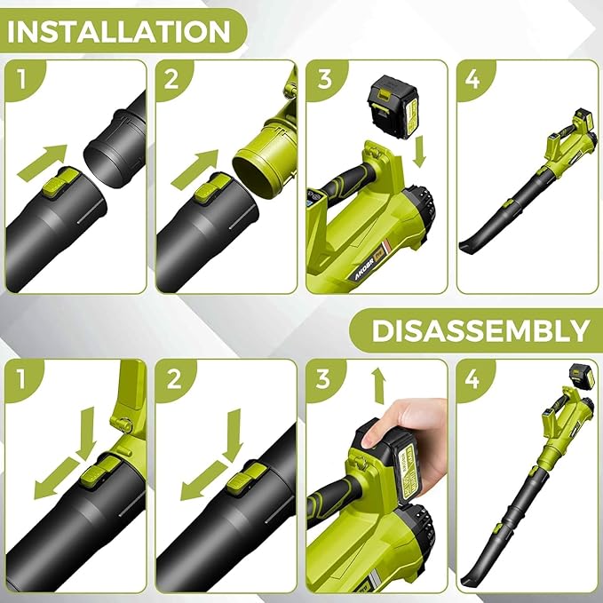 Electric Cordless Leaf Blower,540 CFM/170 MPH,Battery Powered with 2 x 6.0Ah Batteries,6-Speed & Turbo Mode,Lightweight for Lawn Care,Patio,Leaves,Dust,and Snow Removal