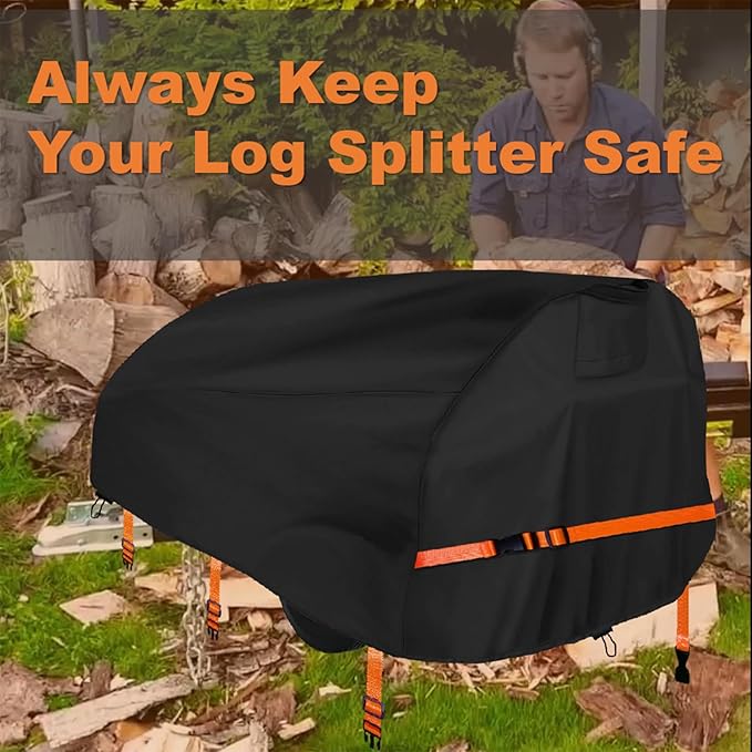 Log Splitter Cover for 15-45tons Log Splitter (89×45×39 inch), 900D Oxford Cloth,All Weather Protection, Heavy Duty Wood Splitter Cover Wateproof,Black
