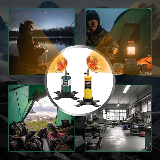 Portable Heater for Camping Outdoor Space Propane Heater 6200BTU Power with Control Valve Patio Heater Cordless 1lb Small Propane Gas Tank Holder Tent Garage Fishing stove buddy