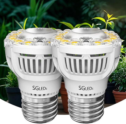 Grow Light Bulbs for Indoor Growing, A15 7W LED Grow Lights for Indoor Plants Seed Starting, High PPFD, Full Spectrum 60W Equivalent E26 Base, 2 Pack