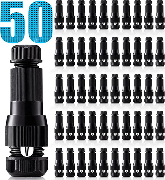 SUNVIE Low Voltage Landscape Lighting Cable Connectors 12-14 Gauge Wire Connectors for Landscape Lights Outdoor Spotlight Path Lights Work with Malibu Paradise and Other Low Voltage Lighting (50 Pack)