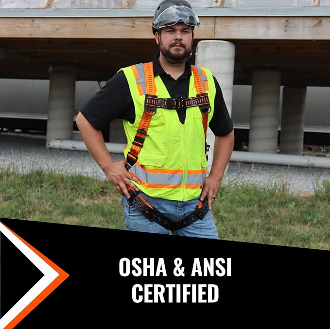 Malta Dynamics Javelina Safety Harness for Fall Protection, Lightweight, Comfortable Construction Harness, Tongue & Buckle