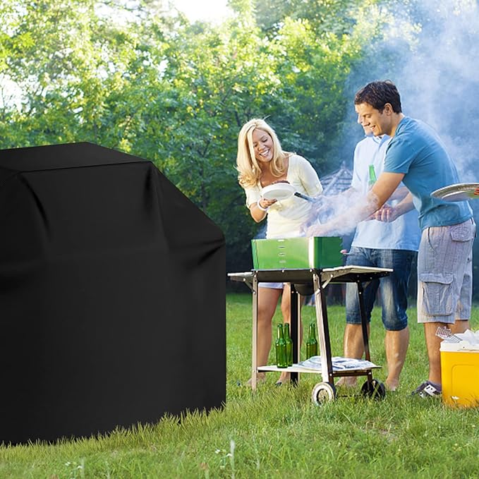 Grill Cover 600D Heavy Duty, Universal Fit Waterproof BBQ Grill Protector with Adjustable Straps, Weatherproof Outdoor Oven Cover for All Seasons