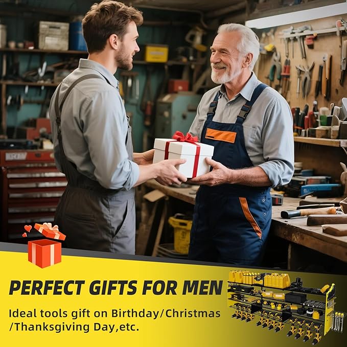 Power Tool Organizer Wall Mount with 12-Drill Holders-800Lbs Load Heavy Duty Metal 4-Layers Garage Storage and Organization with Side-Plates Adjustable Battery Tools Rack Utility Racks Gifts for Men