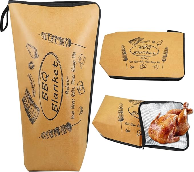 BBQ Blanket for Resting Meat, Brisket Blanket - 21 inch Reusable Meat Insulated Blanket with Wide-Mouth Design fits Large Briskets/Pork Shoulders/Turkeys/Beef, Grilling Gifts for Men