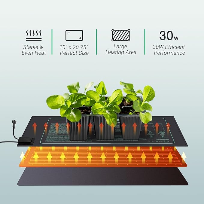 LUXBIRD 4 Pack Seedling Heat Mats with Digital Thermostat Controller, 10" x 20.75" Waterproof for Seed Starting, Germination, Hydroponics, Brewing, Breeding, Greenhouses (LB-HT04)