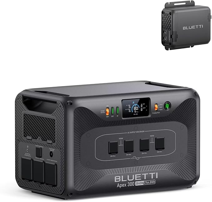 BLUETTI Solar Generator Apex 300 with Charger 1 (560W Alternator Charger), 2764.8Wh LFP Battery Backup with 6 3840W AC Outlets (7680W Surge), 5.5H RV Fast Charge, Ideal for Road Trips