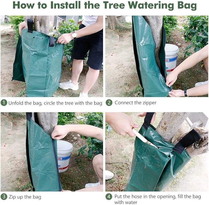 REMIAWY Tree Watering Bag 20 Gallon With Heavy Duty Zipper - Premium PVC Slow Release Drippers for Trees (5 Pack, 5-8 Hours Releasing Time)