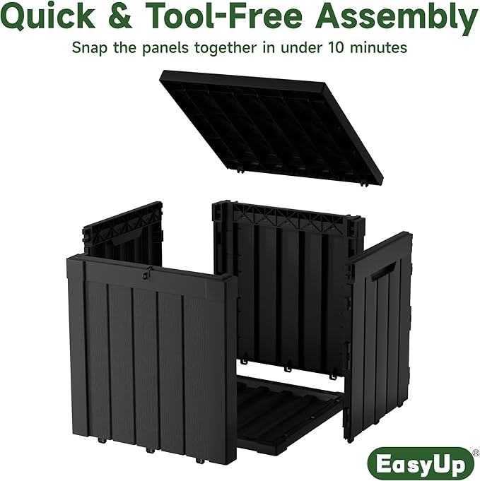 50 Gallon Outdoor Storage Box, Resin Waterproof UV-Resistant Deck Box, Reinforced Stability for Patio, Garden, and Poolside, Striped Black