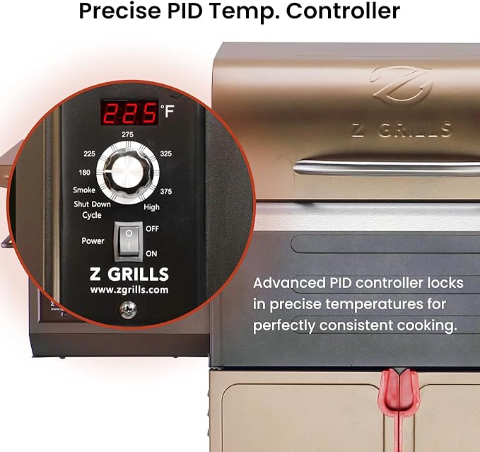 Z GRILLS Wood Pellet Grill Smoker with PID Controller, 8-in-1 Master Sear BBQ Grill, Auto Temperature Control, Huge Storage Cabinet Side Shelf with Tool Hooks, 572 sq in Cooking Area for Outdoor, 600D