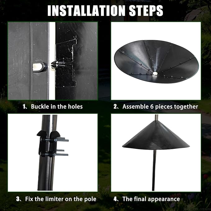19 Inch New Squirrel Baffle for Bird Feeder Pole and Hanging Birdhouse, Suitable for Outdoor Pole Mount Bird House for Shepherd’s Hook,Guarding Hummingbirds and Other Birds Food,Black,1 Pack