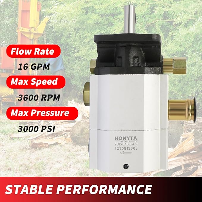 RYFT Wood Log Splitter Pump 16GPM, HI/LO gear pump, 2 stage Hydraulic Gear Pump with 25GPM Auto Control Detent Valve 1/2" Work Port, 1/8" Keyed Shaft Hydraulic Pump, for Log Splitters
