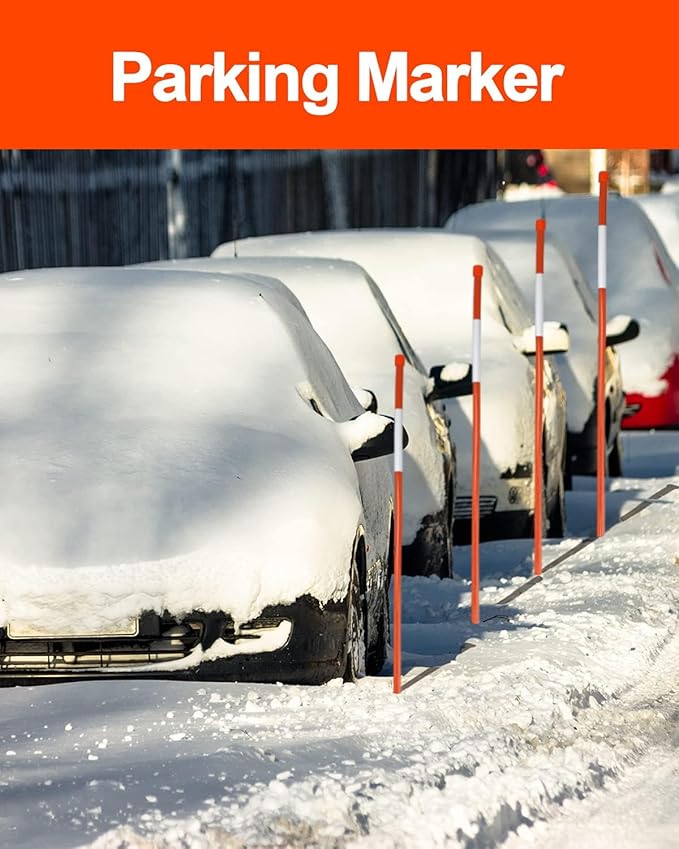 100 pcs Driveway Reflective Markers - 48 inch Snow Stakes with Highly Visible Reflective Tape, 1/4 inch Dia Snow Pole Stake for Parking, Home, Road