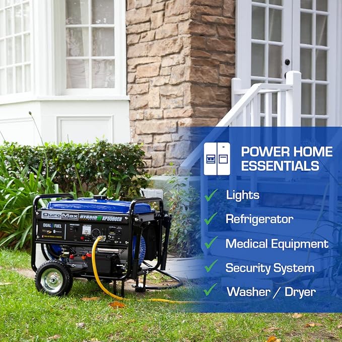 DuroMax XP5500EH 5,500-Watt Dual Fuel Portable Generator - Gas & Propane, Electric Start, RV & Emergency Ready