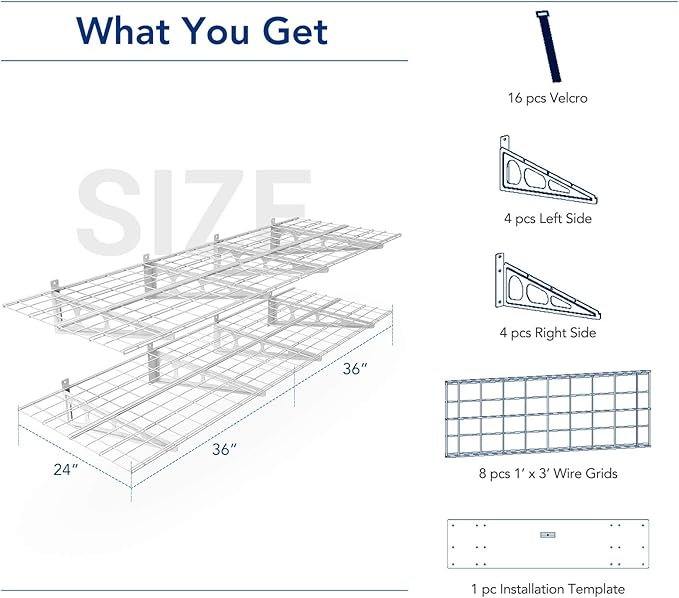 FLEXIMOUNTS 2-Pack 2x6ft 24-inch-by-72-inch Wall Shelf Garage Storage Rack Floating Shelves, 1200 lbs Load Capacity, White
