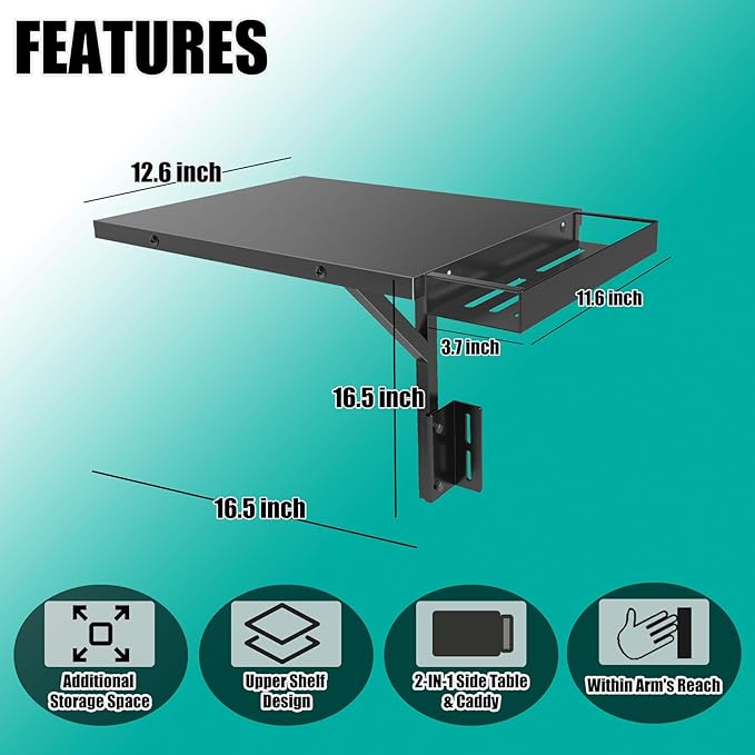 Upper Side Shelf with Griddle Caddy for 36″/28″/28XL Blackstone Griddles, Large Griddle Side Table with Bottle Holder for Easy Access, Blackstone Grill Accessories, Black (1 Pack)
