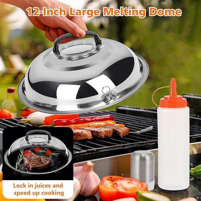 45 Pcs Griddle Accessories Kit, Flat Top Grill Accessories Set for Blackstone and Camp Chef, Griddle Grill Tools Set,w/Carry Bag, Enlarged Spatulas, Basting Cover, Scraper for Outdoor Barbecue(Silver)