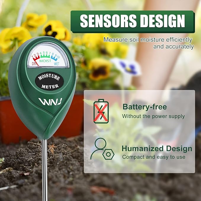 2 Pack Soil Moisture Meter, Plant Water Monitor, Lawn Moisture Meter,Soil Hygrometer Sensor for Gardening, Farming, Indoor and Outdoor Plants