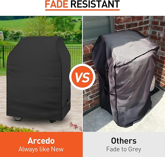 Arcedo Small Grill Cover for Outdoor Grill 32 Inch, Heavy Duty Waterproof 2 Burner Gas BBQ Cover Compatible with Weber Spirit Charbroil Nexgrill with Collapsed Side Tables