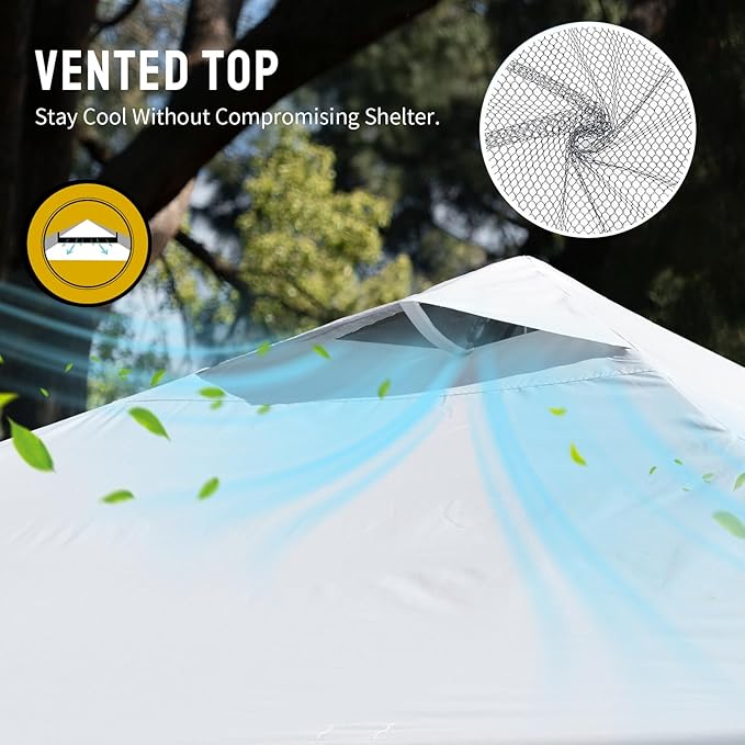 CROWN SHADES 12x12 Pop Up Canopy Outside Canopy, Patented One Push Tent Canopy with Wheeled Carry Bag, Bonus 8 Stakes and 4 Ropes, White