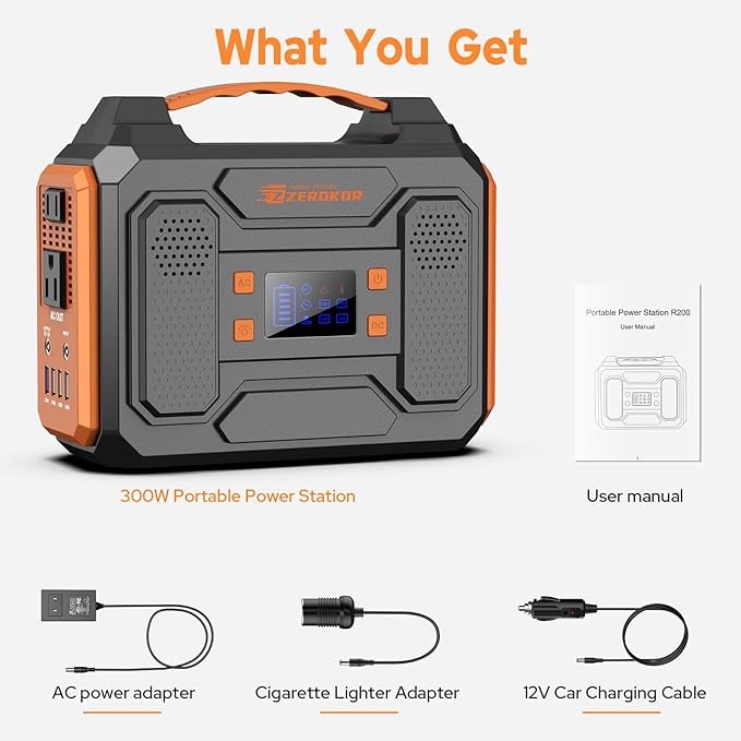 Portable Power Station 300W Solar Generator 280Wh(without Solar Panel), 110V Portable Power Bank with AC Outlet Pure Sine Wave, DC, USB QC3.0, External Lithium Battery Pack for Camping RV Outdoor Use