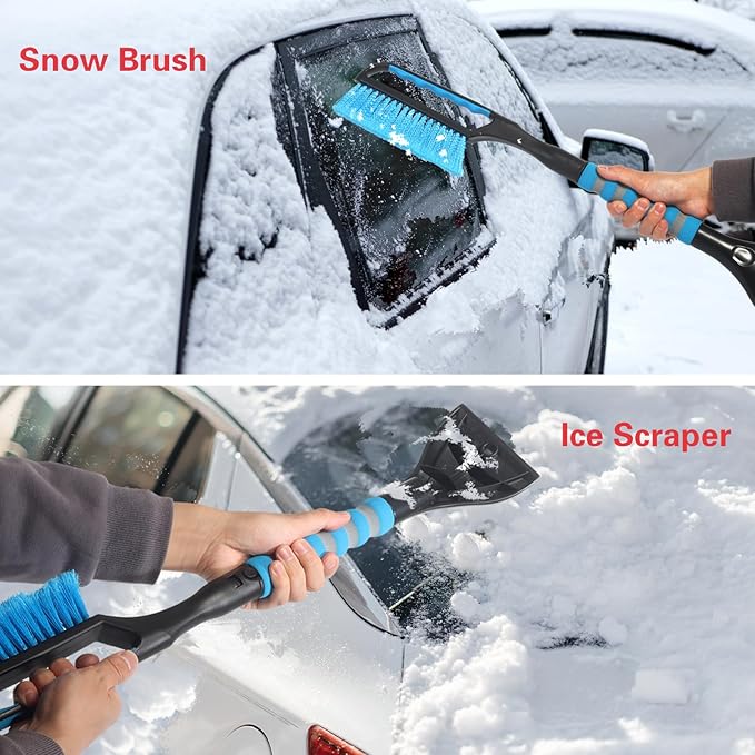 Snow Brush and Ice Scraper for Car Windshield,26.4" Window Scraper Deicer for Car SUV and Truck,Ice Scrapers and Brushes 2 in 1,Winter Car Automotive Exterior Accessories(1Pack Blue)