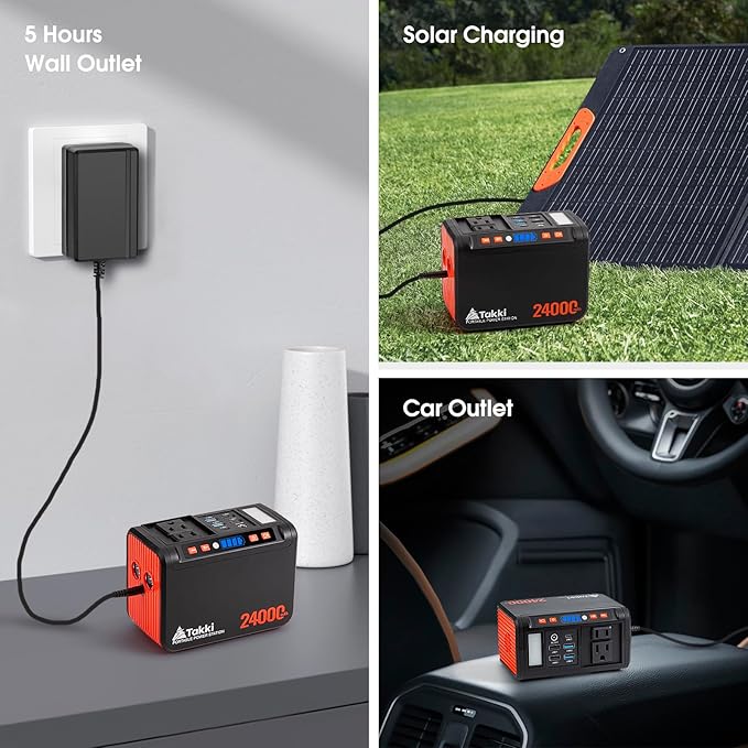 Takki 88Wh Portable Power Station with Carrying Case Bag, Camping Generator Lithium Battery with Peak 120W AC Outlet USB Ports for Outdoor Camping Home Emergency