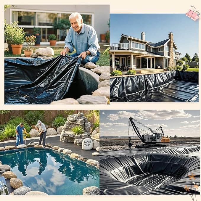 Pond Liner 10x 13ft Pond Liners for Outdoor Ponds,Waterproof Liner for Fish Ponds for Outside、 Pool、Water Features、 Fountains、Waterfall and Water Gardens,Pond kit,Black