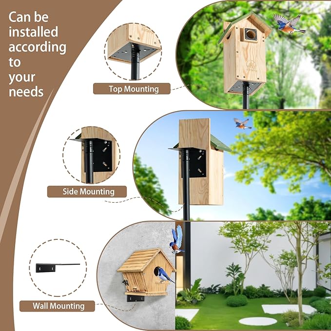77 Inch Heavy Duty Bird Feeder Pole for Outdoors with 5-Prong Base and 2 Plates, Rust-Proof Metal Smart Bird Feeder Stand/Post, Adjustable Birdhouse Pole, Weather Station Mounting Kit