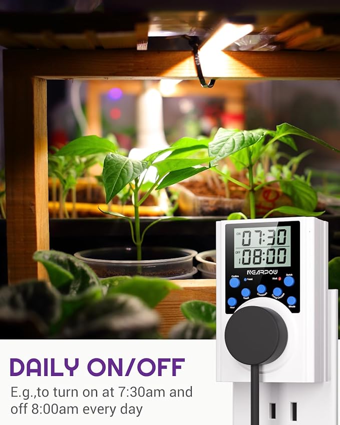 Timer Outlet, Nearpow Multifunctional Infinite Cycle Programmable Plug-in Digital Timer Switch with 3-Prong Outlet for Appliances, 15A/1800W