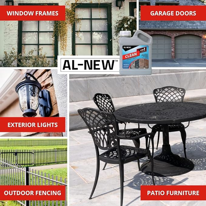AL-NEW Step 1 Clean | Cleaning Solution for Outdoor Patio Furniture, Garage Doors, Window Frames, Exterior Lights & Fencing (16 Ounce)