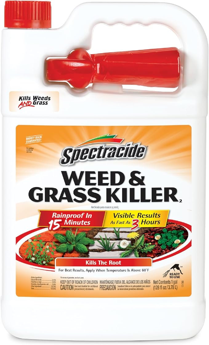 Spectracide Weed & Grass Killer, Use On Driveways, Walkways and Around Trees and Flower Beds, 1 Gallon (RTU Spray)
