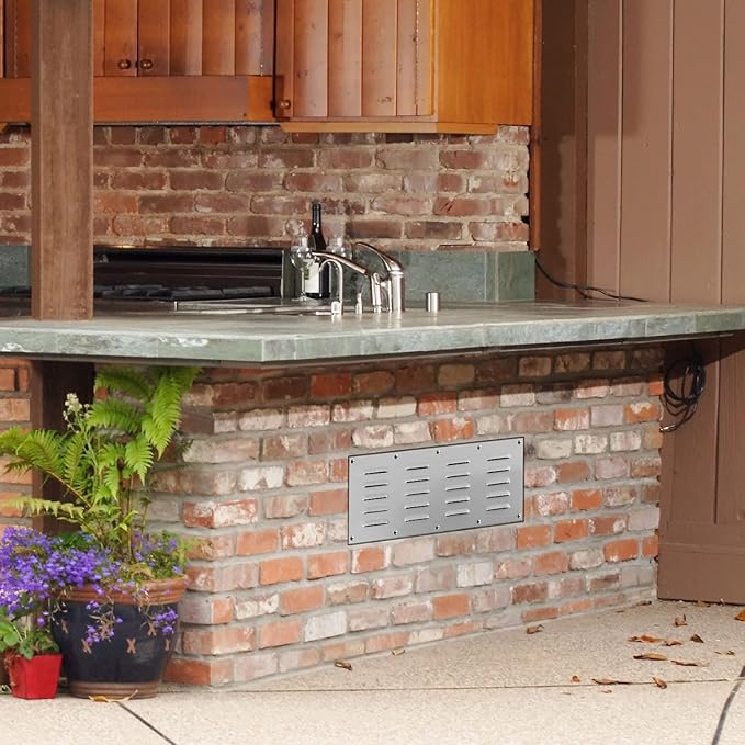 Stainless Steel Venting Panel for Grill Accessory, Masonry Fire Pits and Outdoor Kitchens, 15" by 6-1/2"