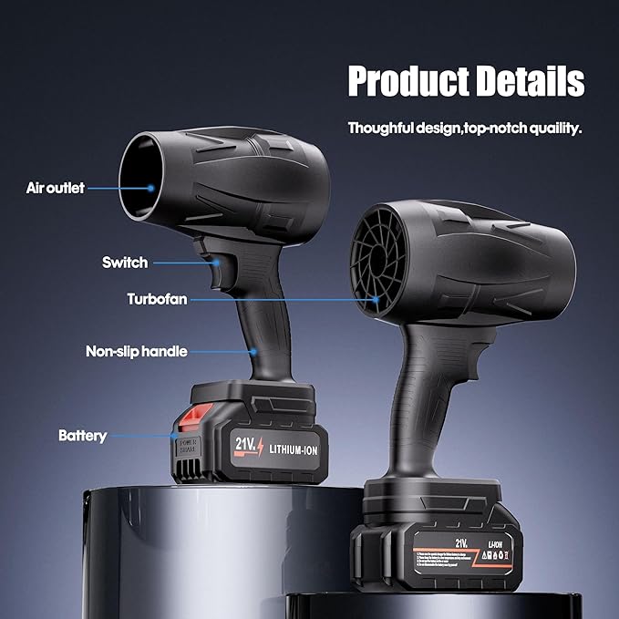 Cordless Leaf Blower, DAILYLIFE 130000RPM Electric Leaf Blower with 2 X 2.6Ah Batteries and Charge, Lightweight Leaf Blowers for Lawn Care, Patio Cleaning, Blowing Leaves and Dust